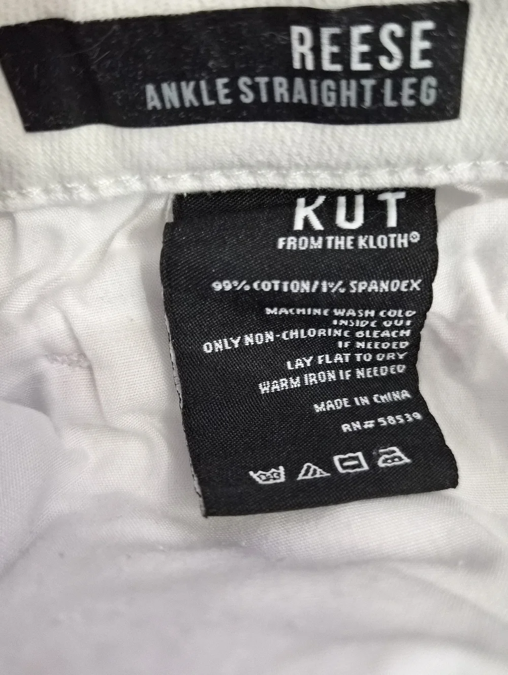 KUT Reese White Jeans 8 Raw Hem Ankle Straight High Rise Summer